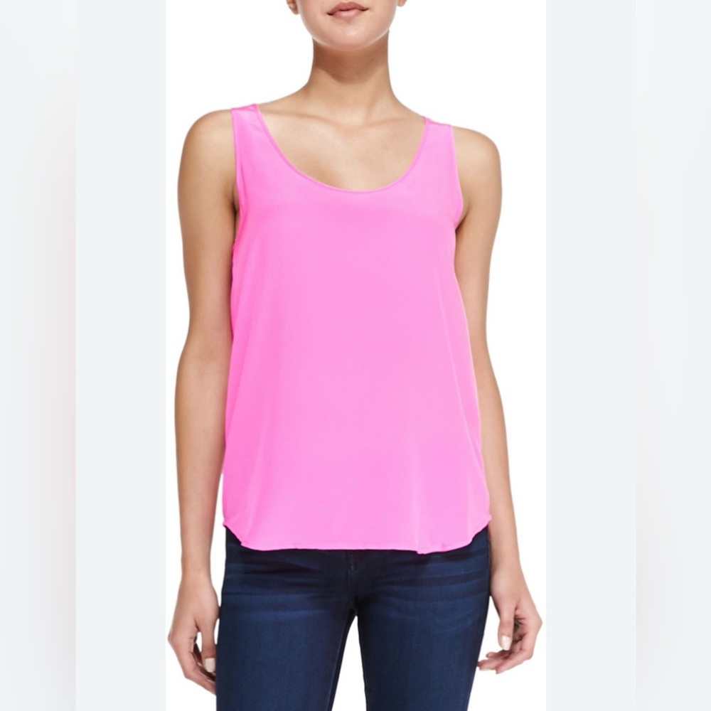 Acrobat Scoop Neck Silk Tank Pink Size Medium